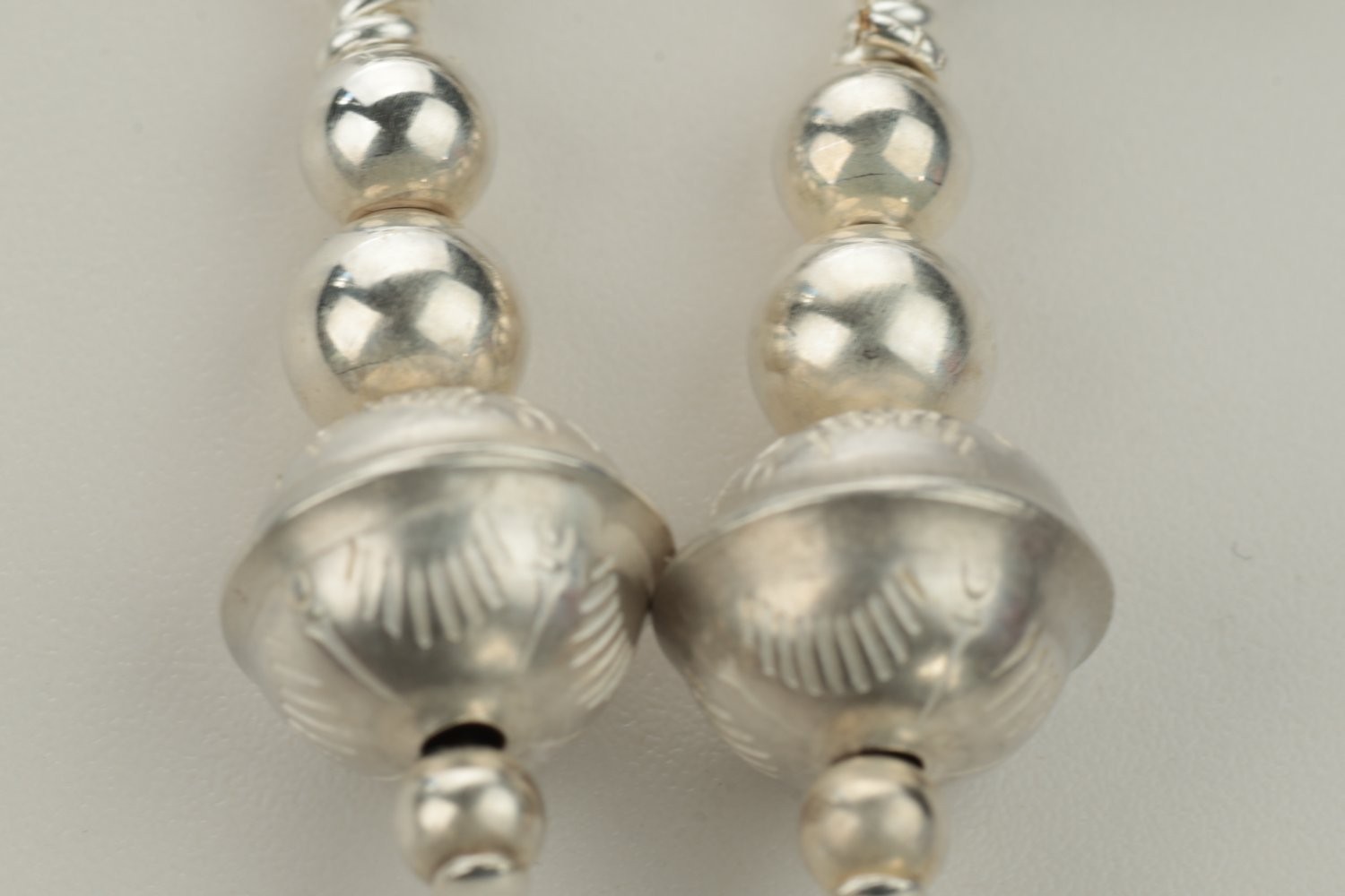 Earrings Small Silver Sterling Graduated Beads Blue Southwestern