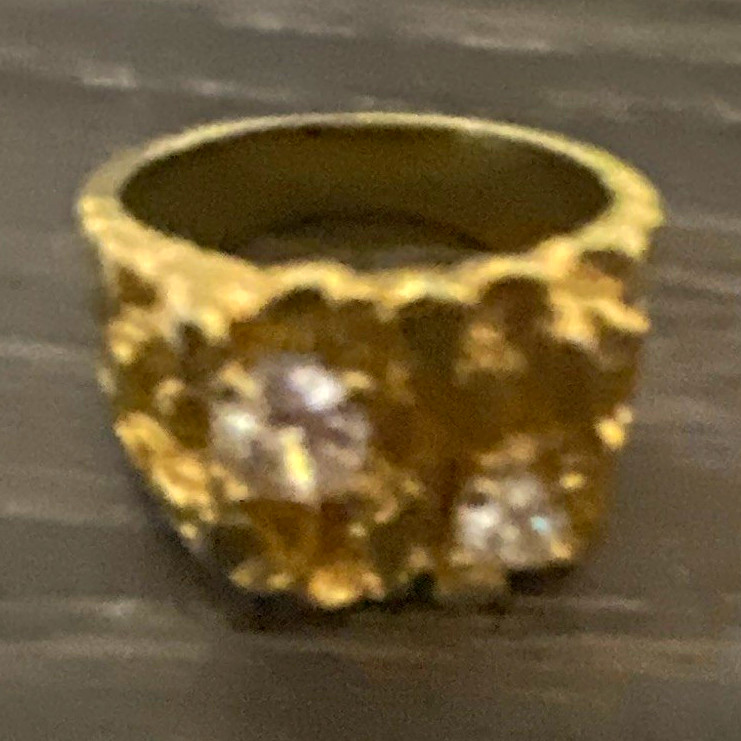 Gold Tone Clear Stone Cocktail Ring – Size 11 Statement Fashion Ring