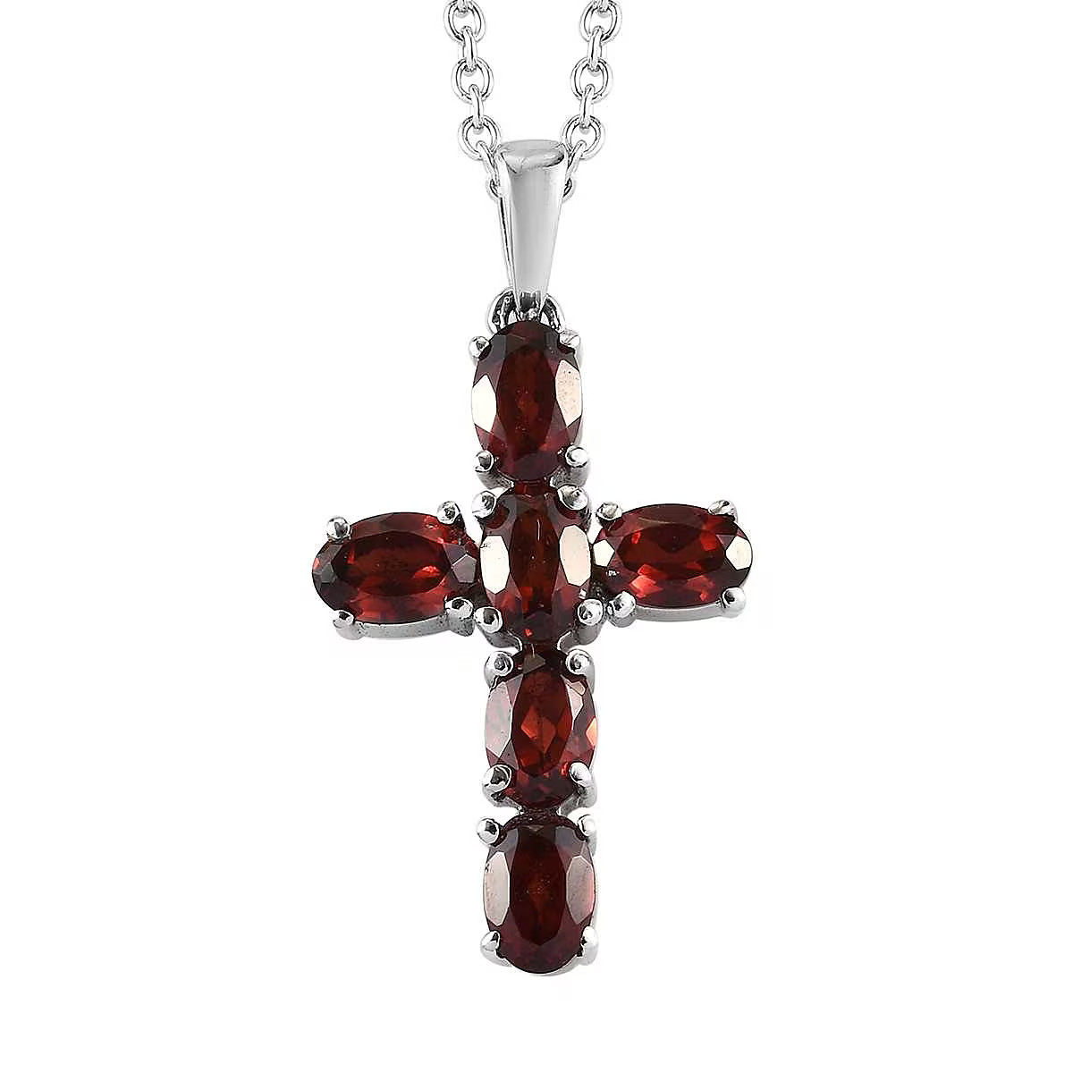 Stainless Steel Garnet Stud Solitaire Earrings Pendant Necklace Set Gift Ct 9.8