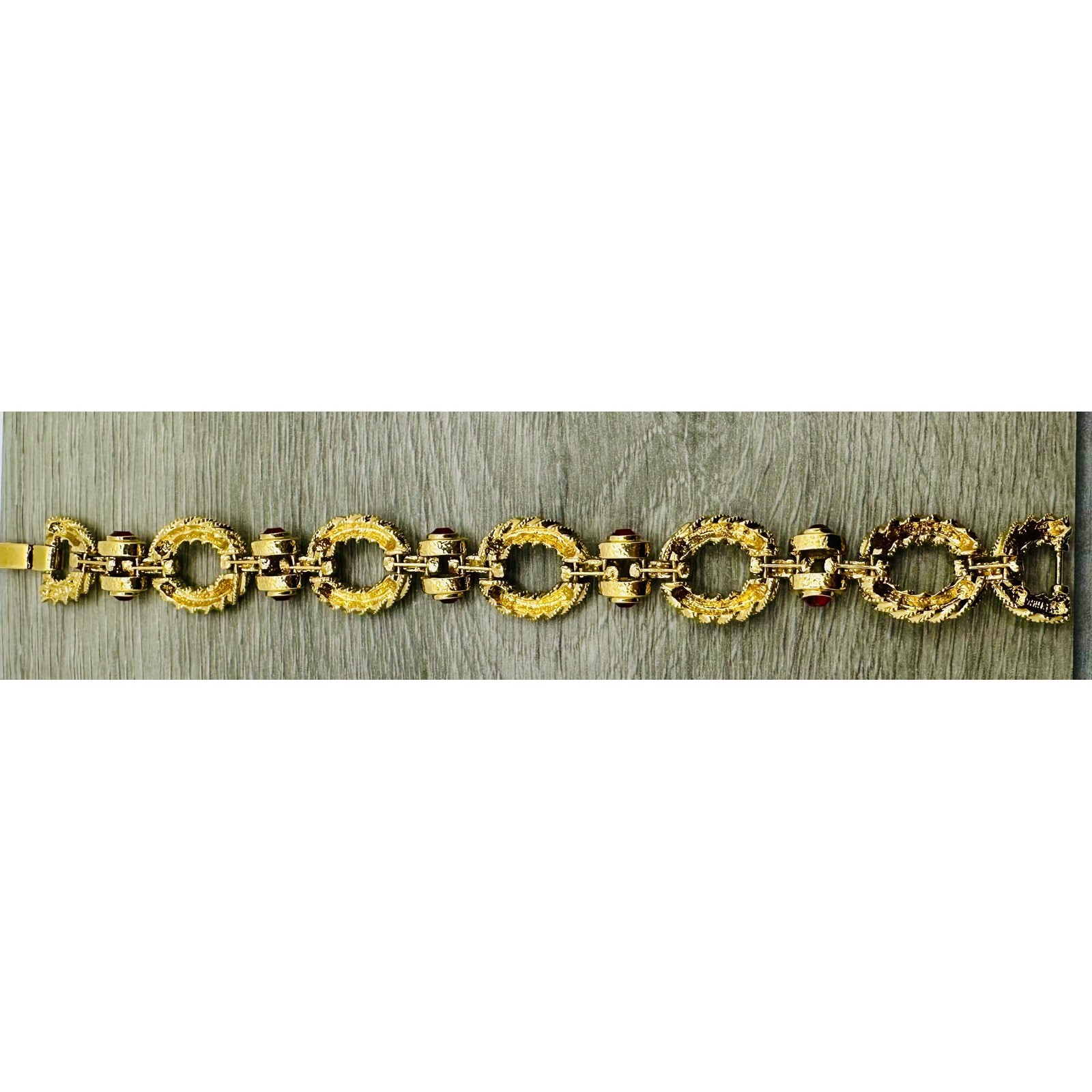 JBK Camrose & Kross Jacqueline Kennedy Ruby Red Crystal Gold Tone Link Bracelet