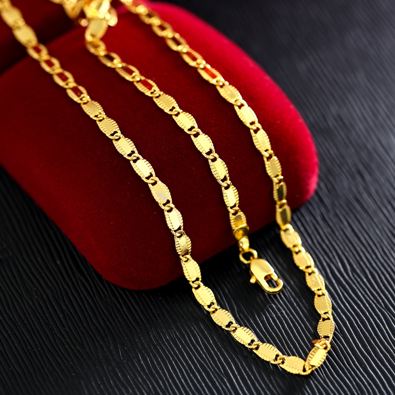 24K GOLD FILLED 4MM Anchor Mariner CHAIN 60CM MENS WOMENS SOLID NECKLACE 24INCH