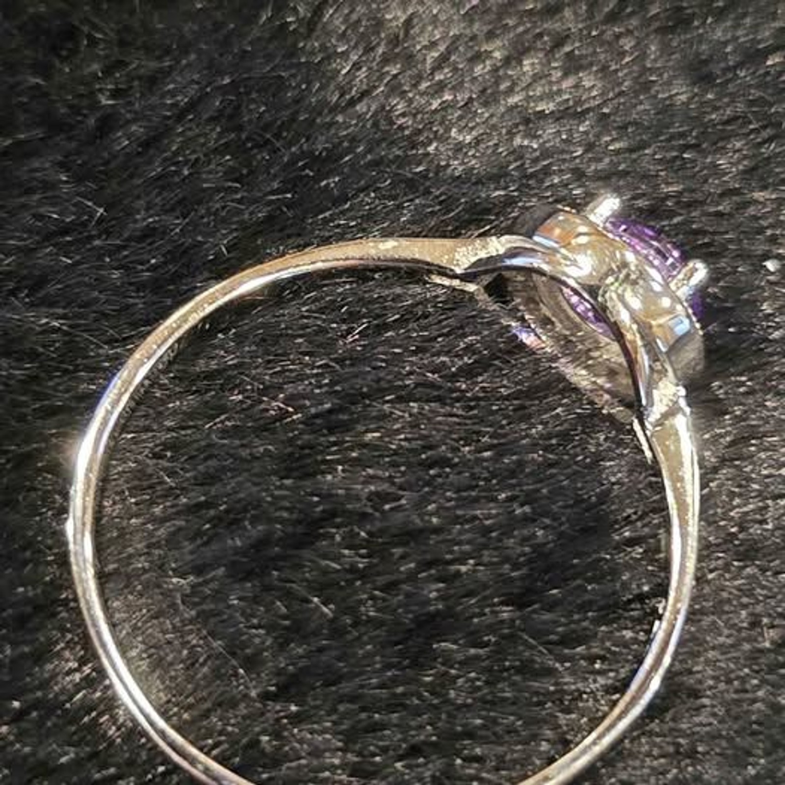Purple Moissanite Halo Ring in .925 sterling silver. Sz 11.5