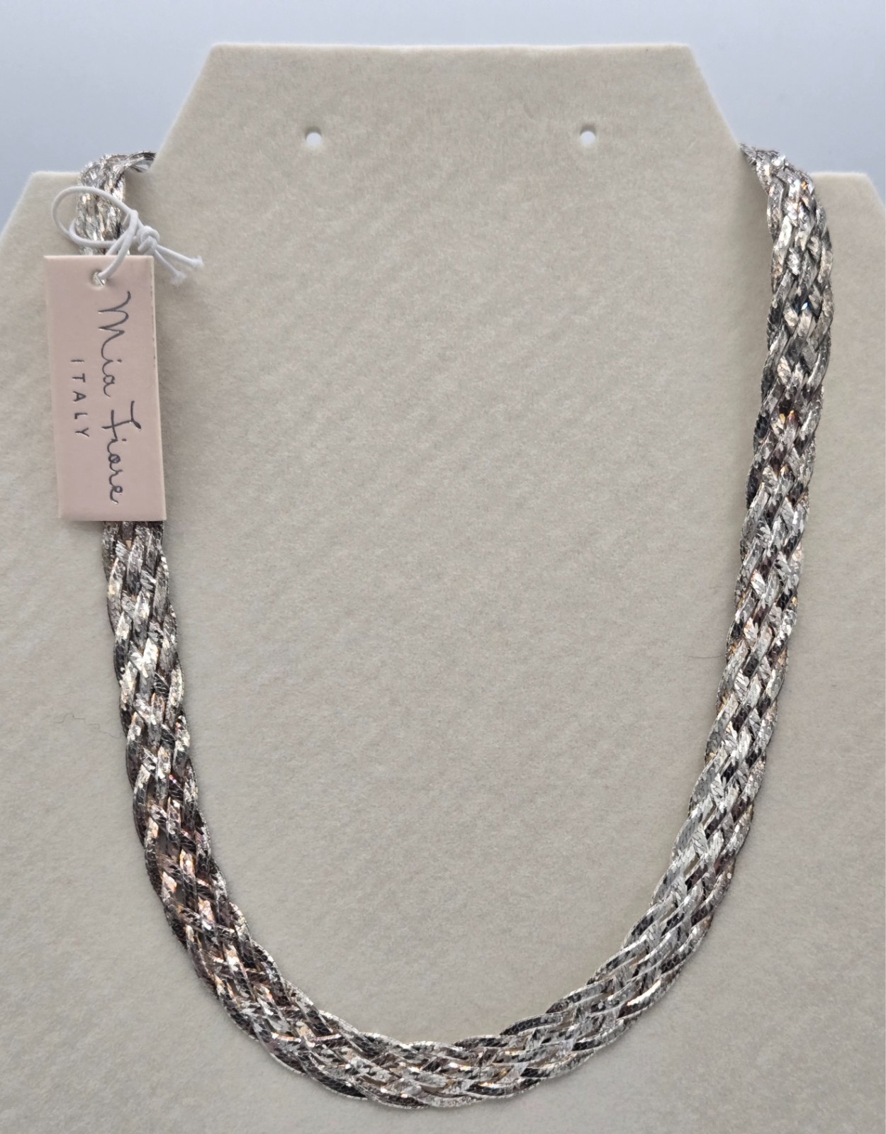 Mia Fiore 925 Sterling Silver 17″ Braided Necklace Dyadema Italy