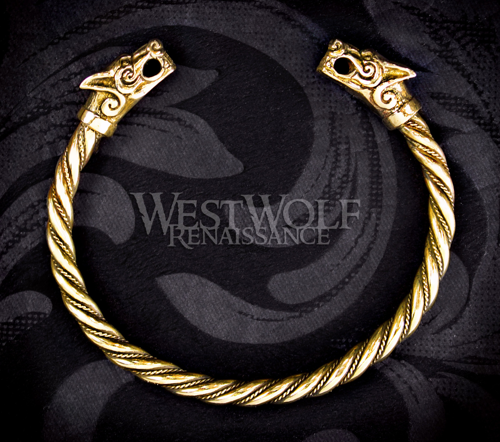 Viking Fenrir Wolf Bracelet/Torc/Torque — Norse/Medieval/Jewelry/Skyrim/Gold