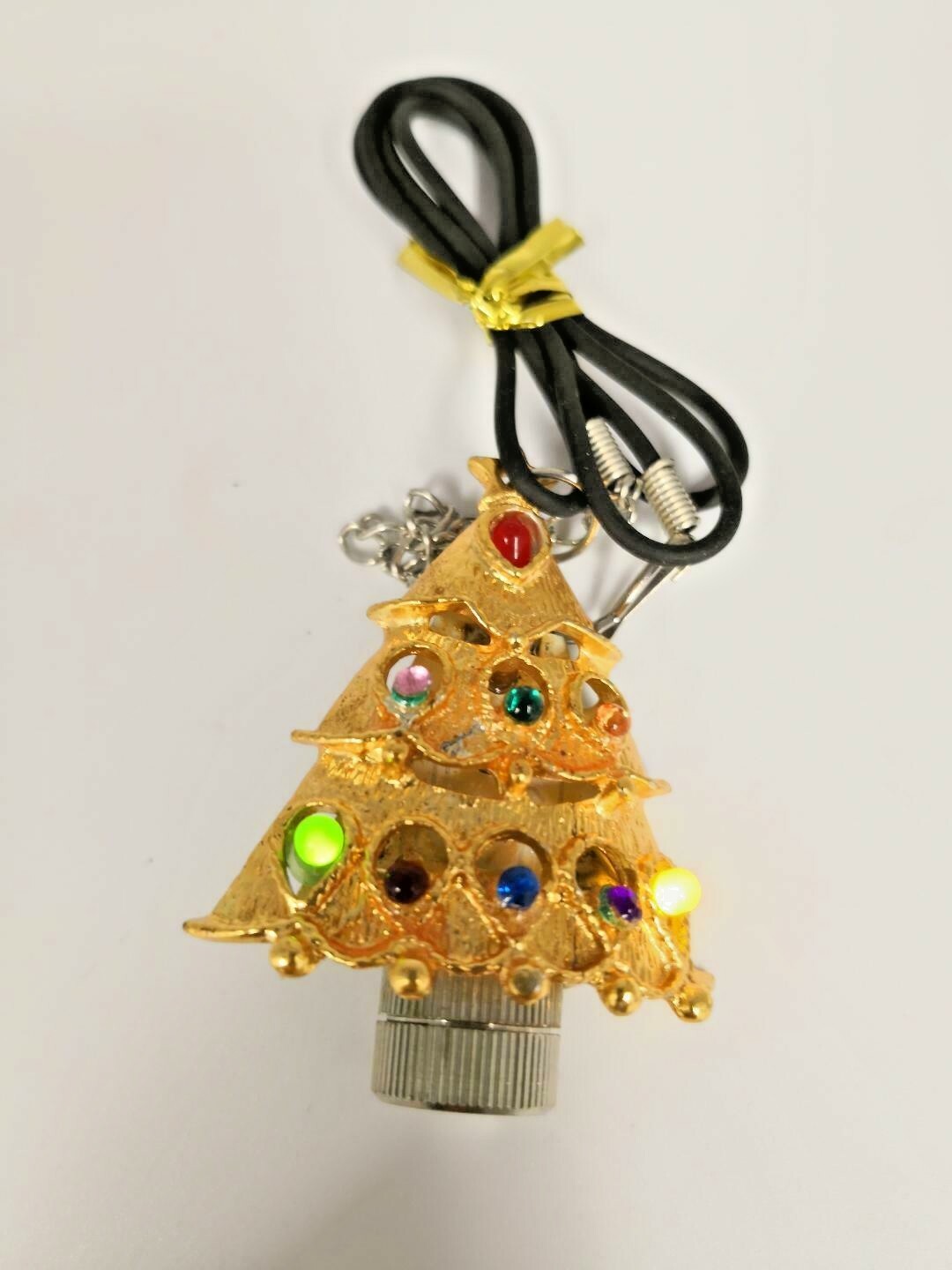3PC Light-Up Christmas Tree Necklaces/Brooches Red & Green LED Lights & Beads US