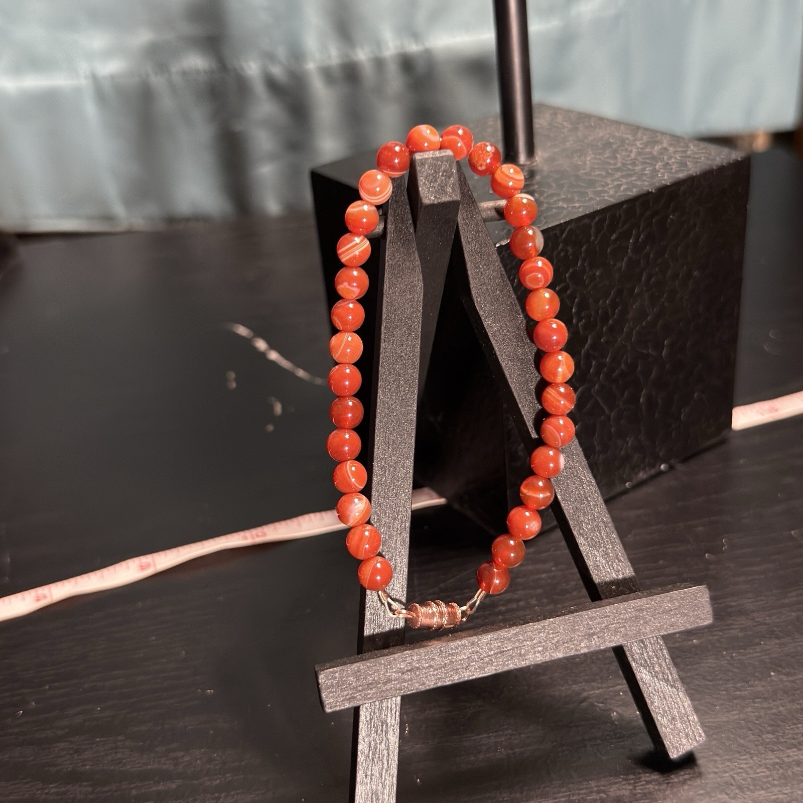 Carnelian Agate Natural Gemstone Bead Bracelet | Smooth Round 6mm