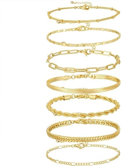 Gold Bracelets for Women Waterproof, 14K Real Gold Jewelry Sets for Women