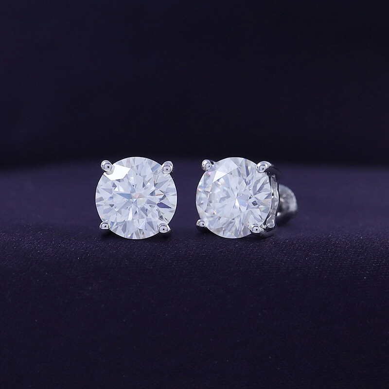 0.10 to 6 Ct Solitaire Stud Earrings Round Cut Simulated Diamond Sterling Silver