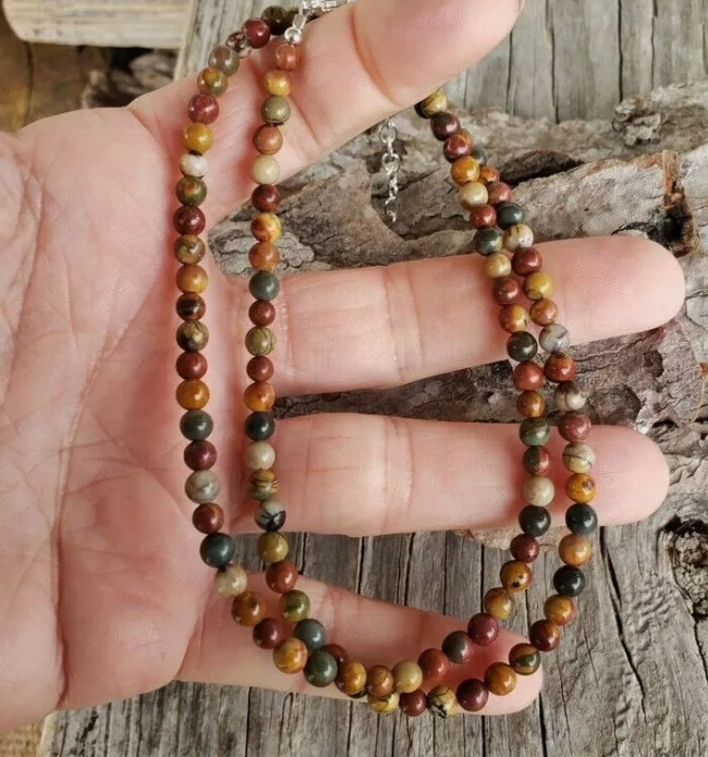Natural Red Creek Jasper Dainty Choker Necklace Women Healing Energy Reiki Gifts
