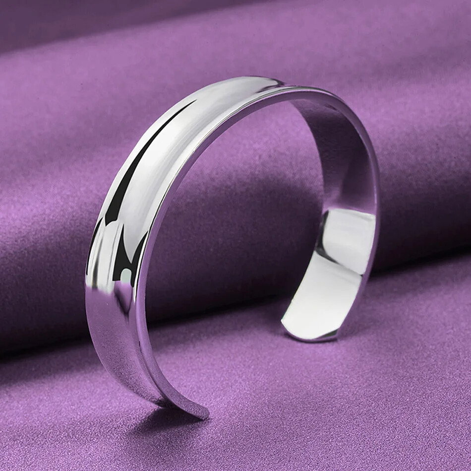 CHSHINE 925 Sterling Silver 8mm 12mm Adjustable Bracelet Bangle Jewelry Sets