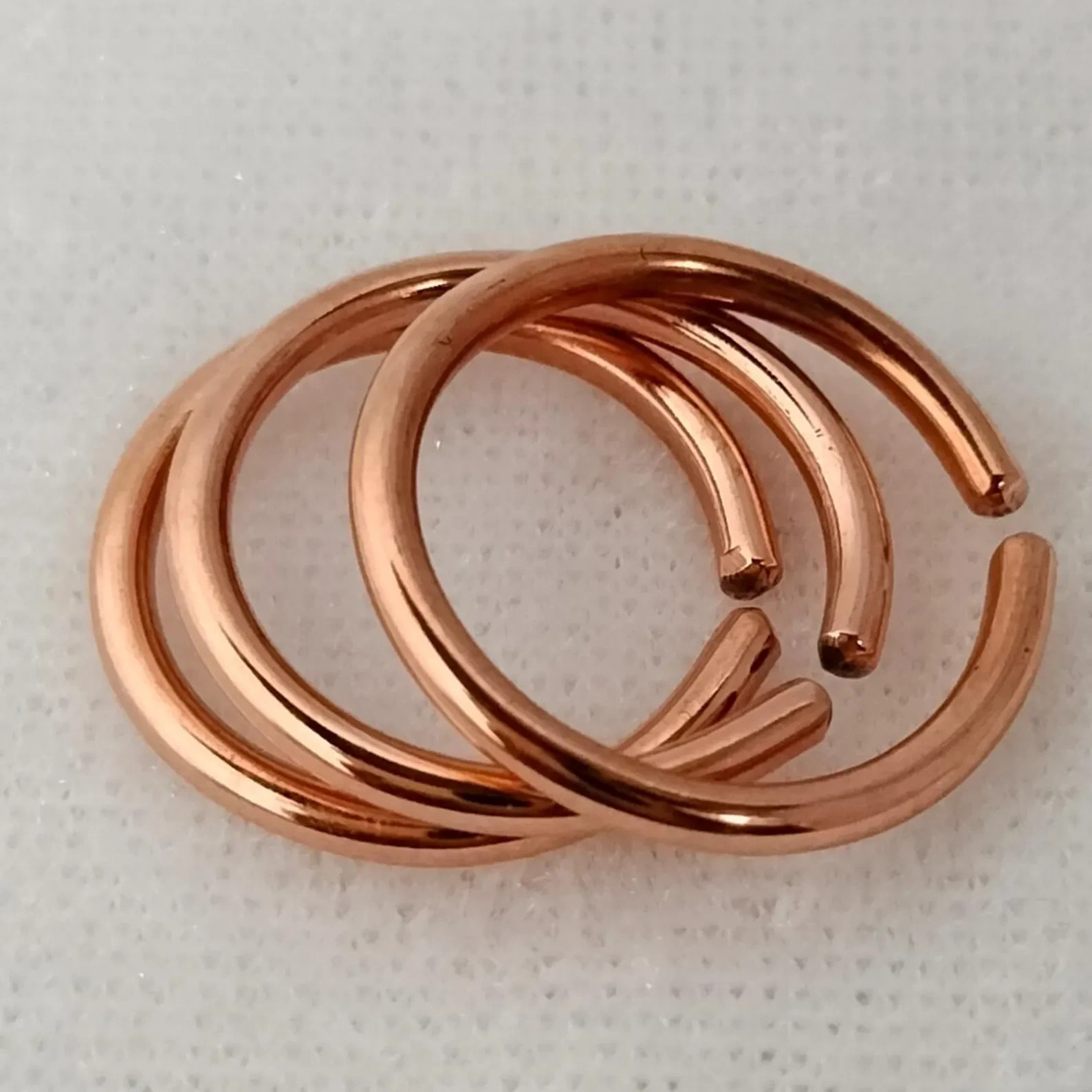 3 Pc Set Solid Pure Copper Minimalist Healing Ring, Handmade, Unisex, Plain