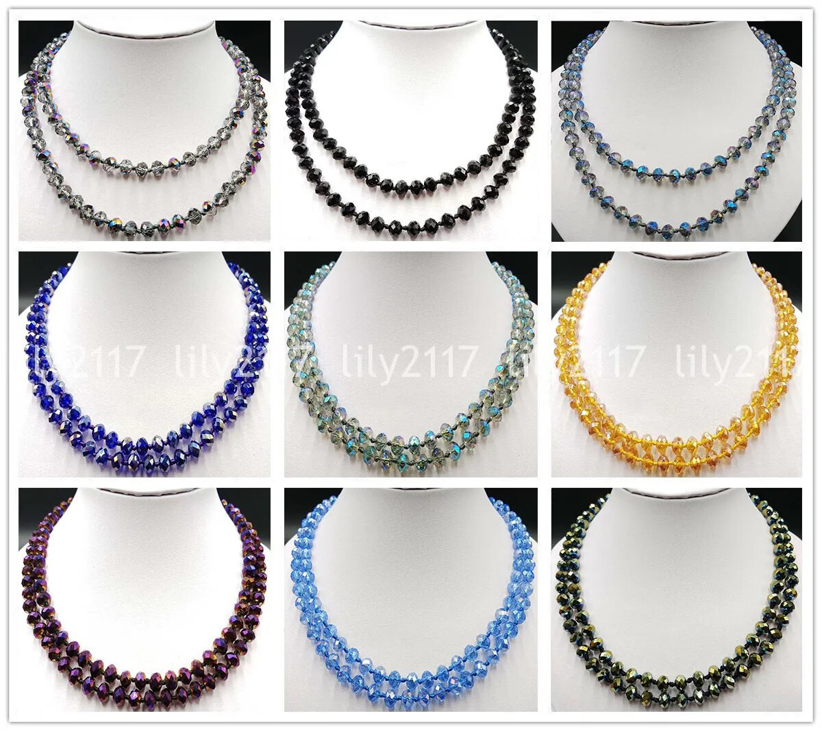 5x8mm Faceted AB Multicolor Crystal Gems Rondelle Beads Necklace 16-100inches