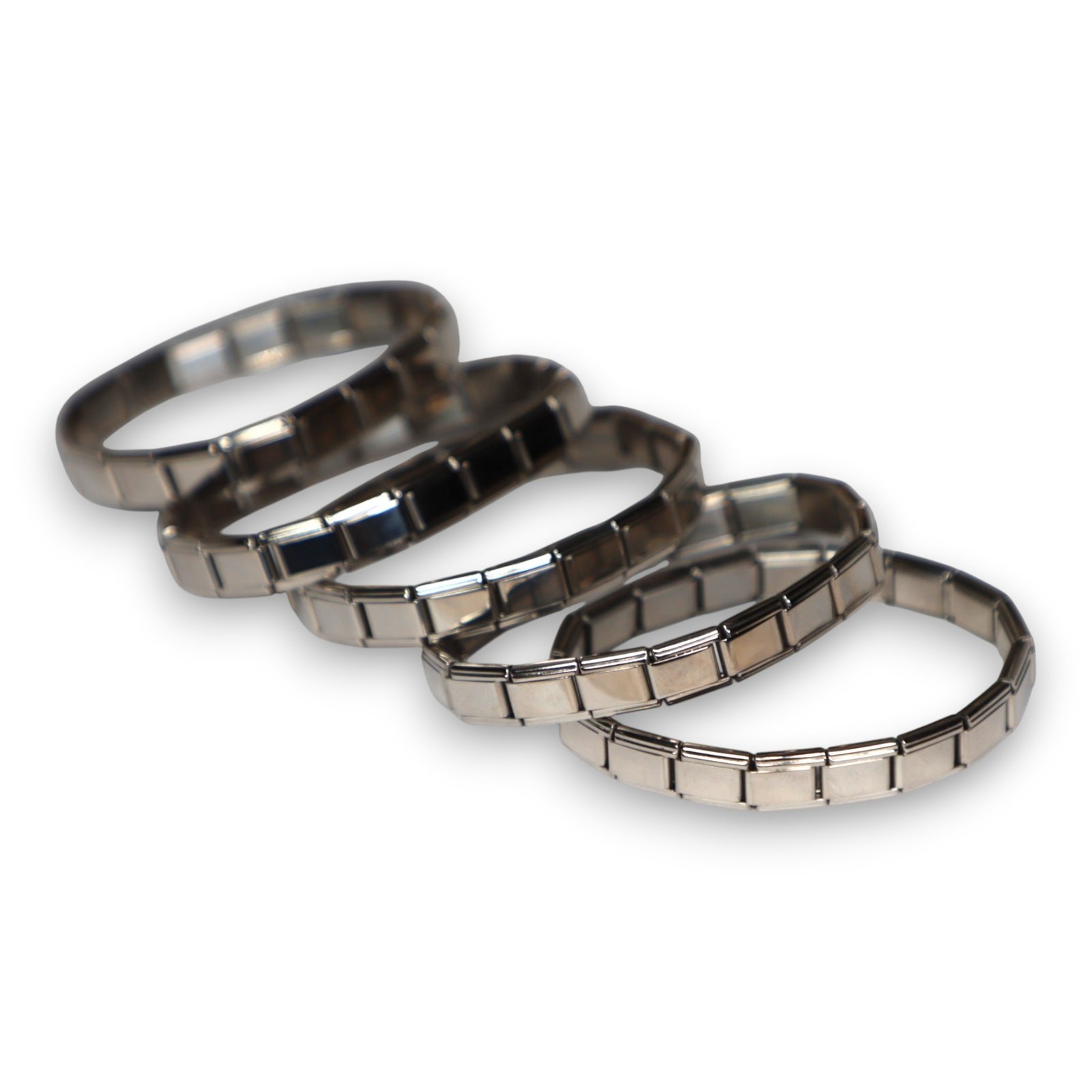 Italian Link 5pc Set Blank Starter Charm Bracelets Stailness Steel 18 Link 9mm