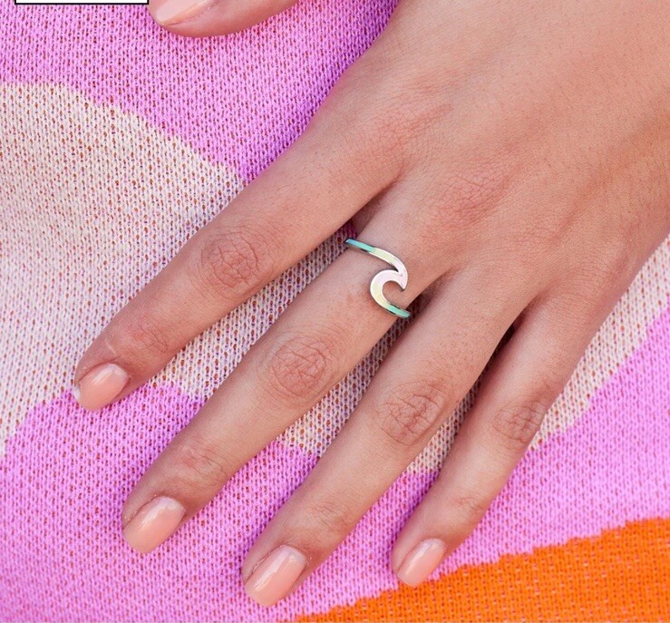 PURA VIDA TIE DYE WAVE RING, Tie Dye, Silver, Size 7, New!