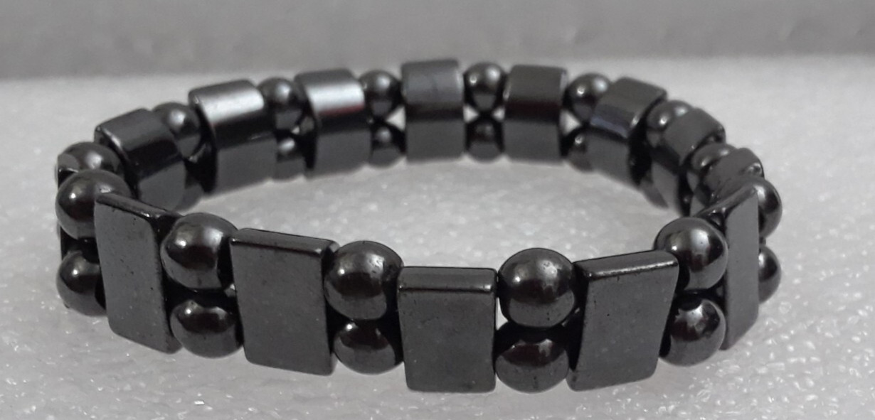 Metallic Stretch Bracelet Dark Stones 3.5 Inches Across Bracelet