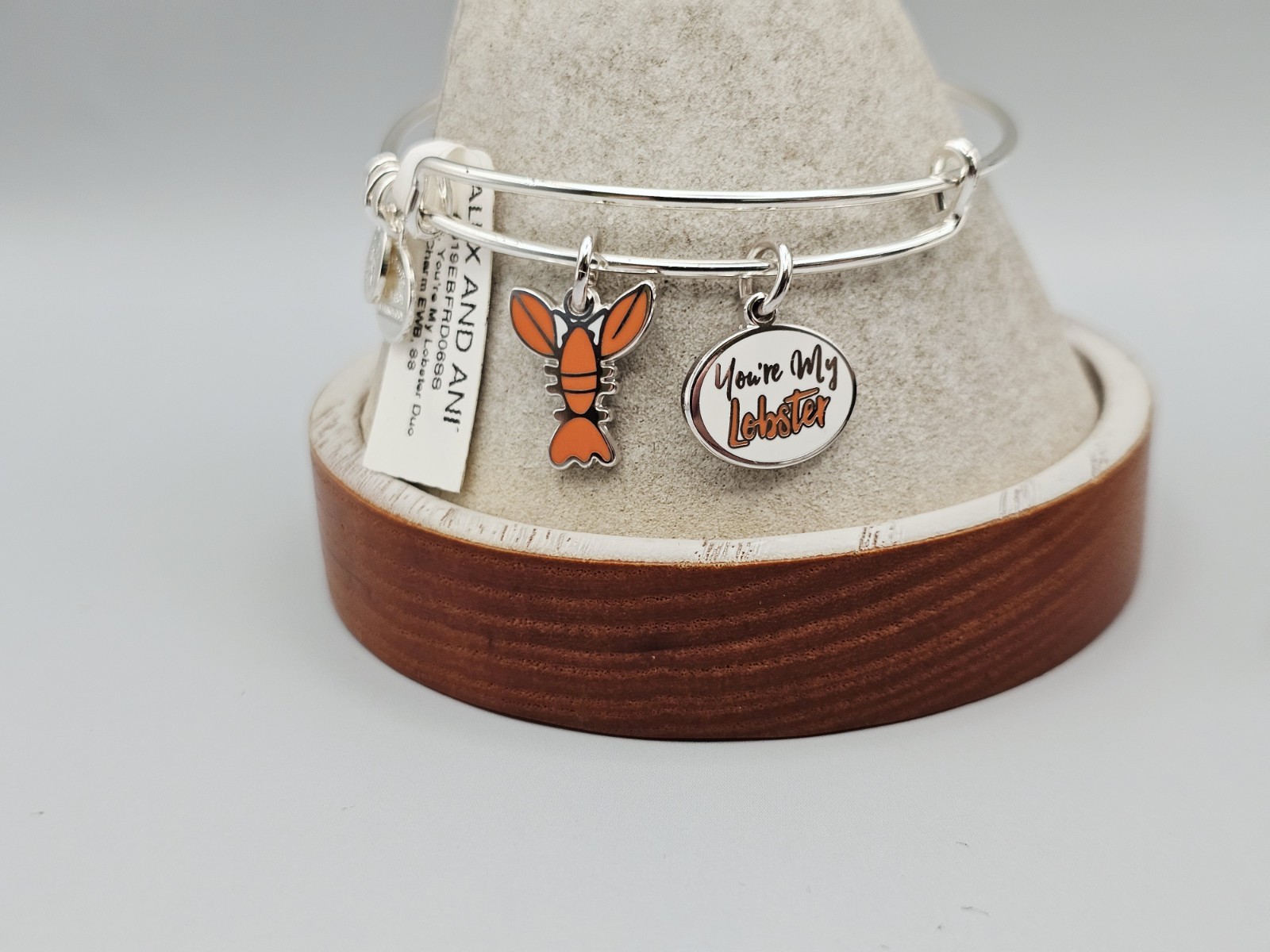 Alex & Ani FRIENDS YOUR’E MY LOBSTER DUO Silver Bangle New W/Tag Card & Box 🎁