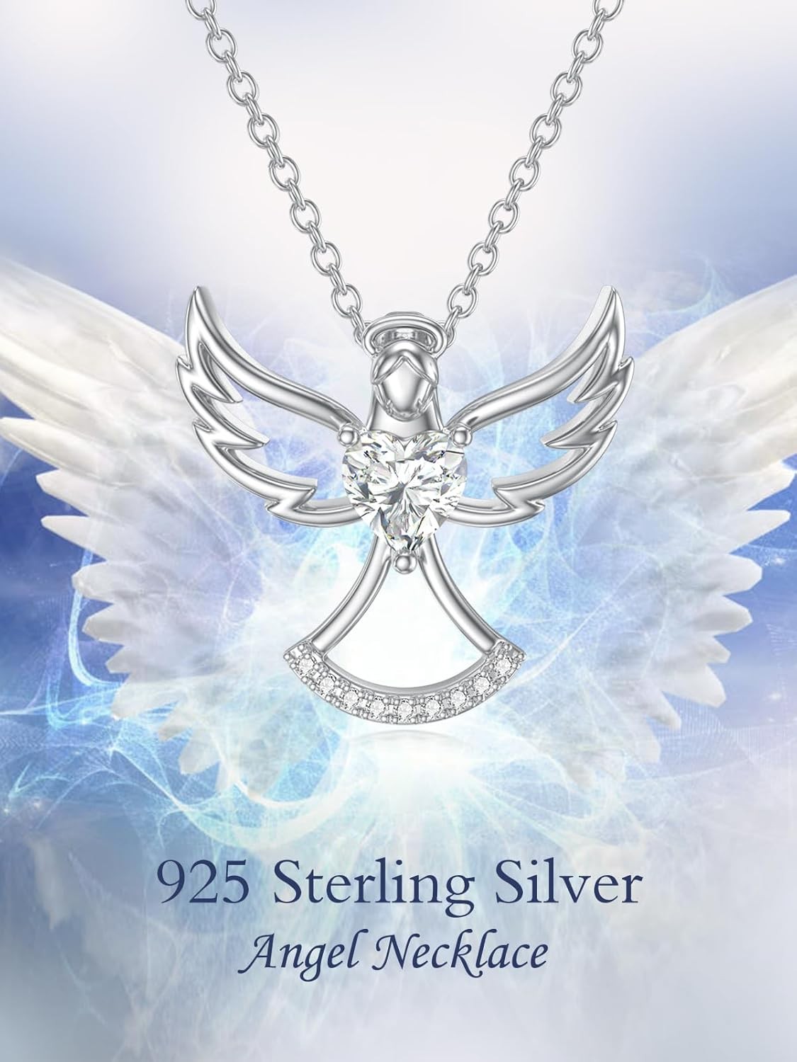 Mother’s Day GIFT, 925 Sterling Silver Angel Necklace