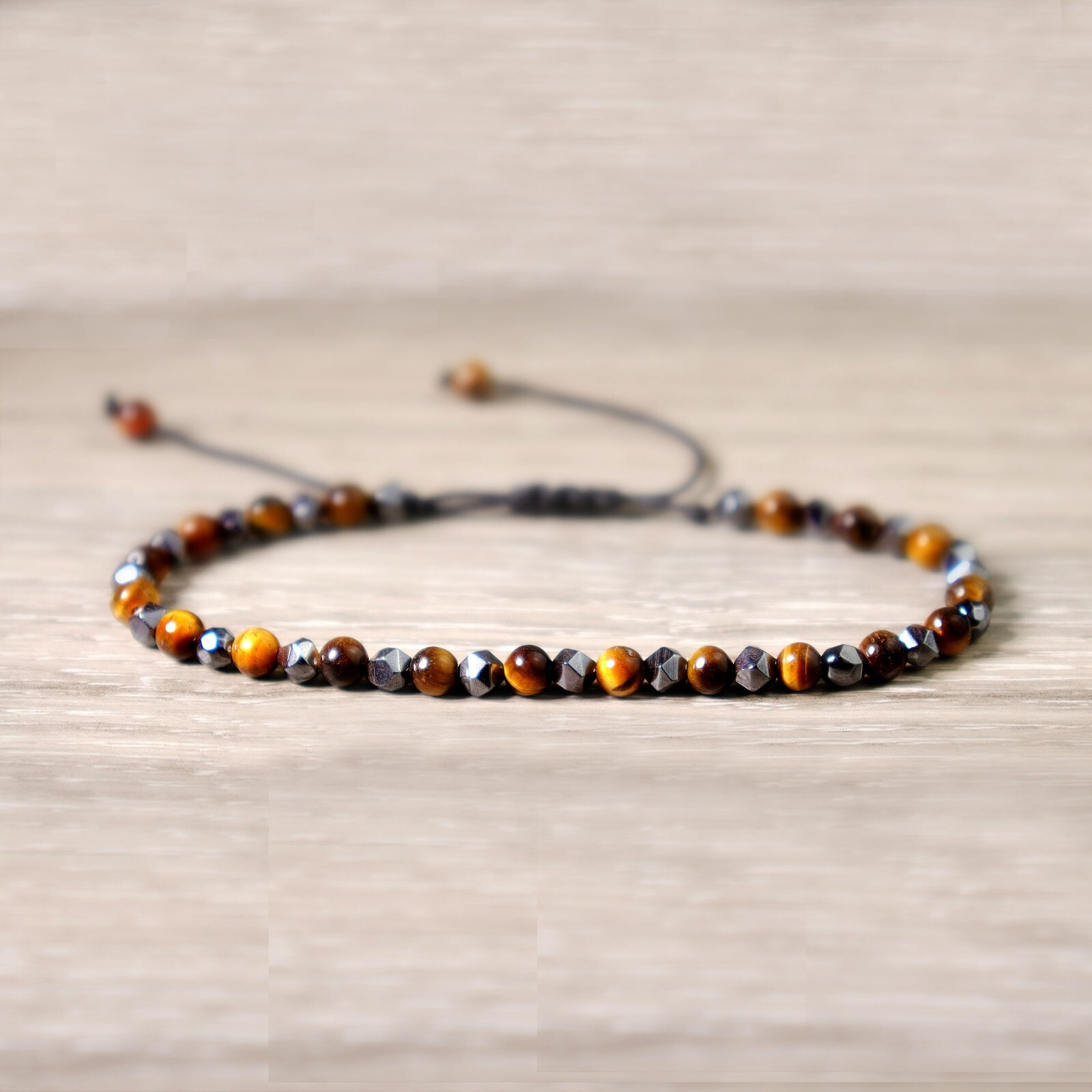 Hematite Tiger’s Eye Beads Healing Triple Protection Strength Women Men Bracelet