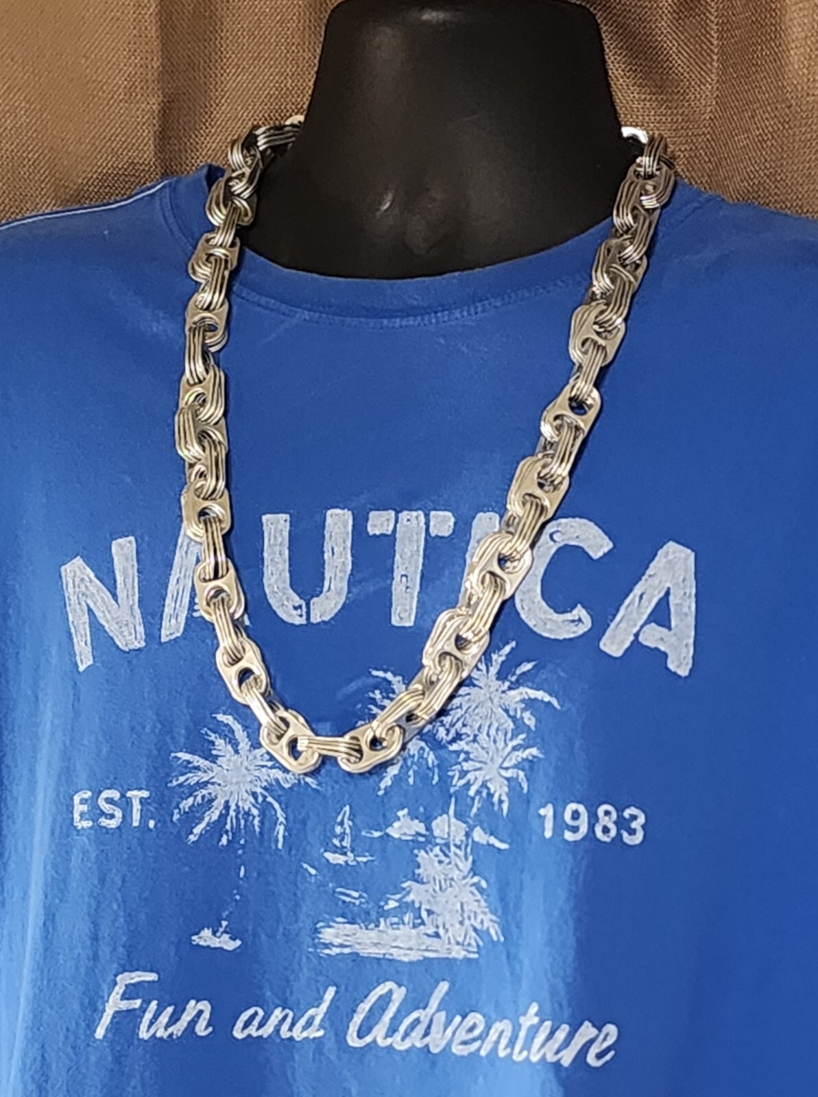 Silver 32″ Necklace – Can Tabs Pull Tabs Continuous Steampunk Chain – Slips On
