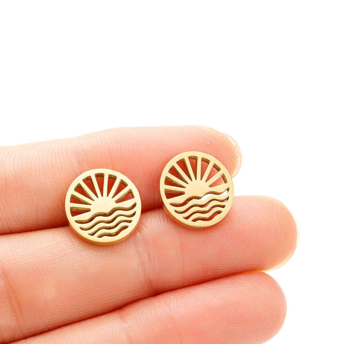2pairs stainless steel Sunshine earrings 4 colors Jewelry Wholesale FJS229-717