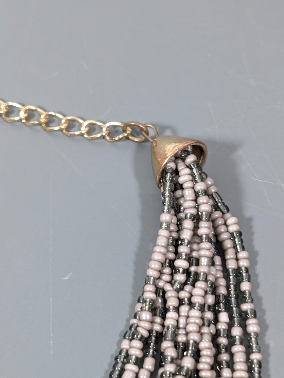 Boho Western Two Tone Multi Strand Beaded necklace 21 in
