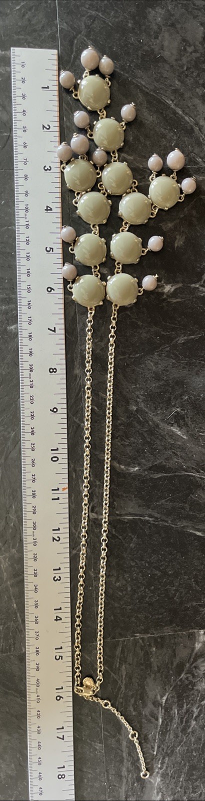 J. Crew “bubble” green necklace 27in W 3 1/4 In Extender Gold Tone