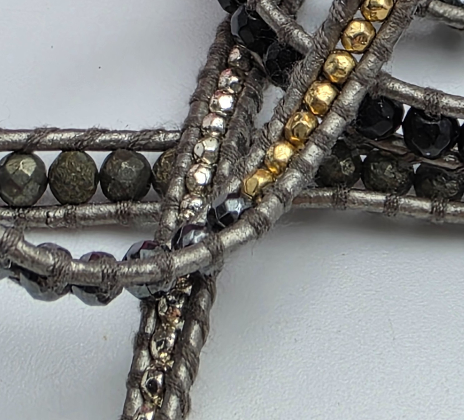Lizou Bullet Wrap Bracelet Hematite Crystal Gray 35in Adjustable Toggle