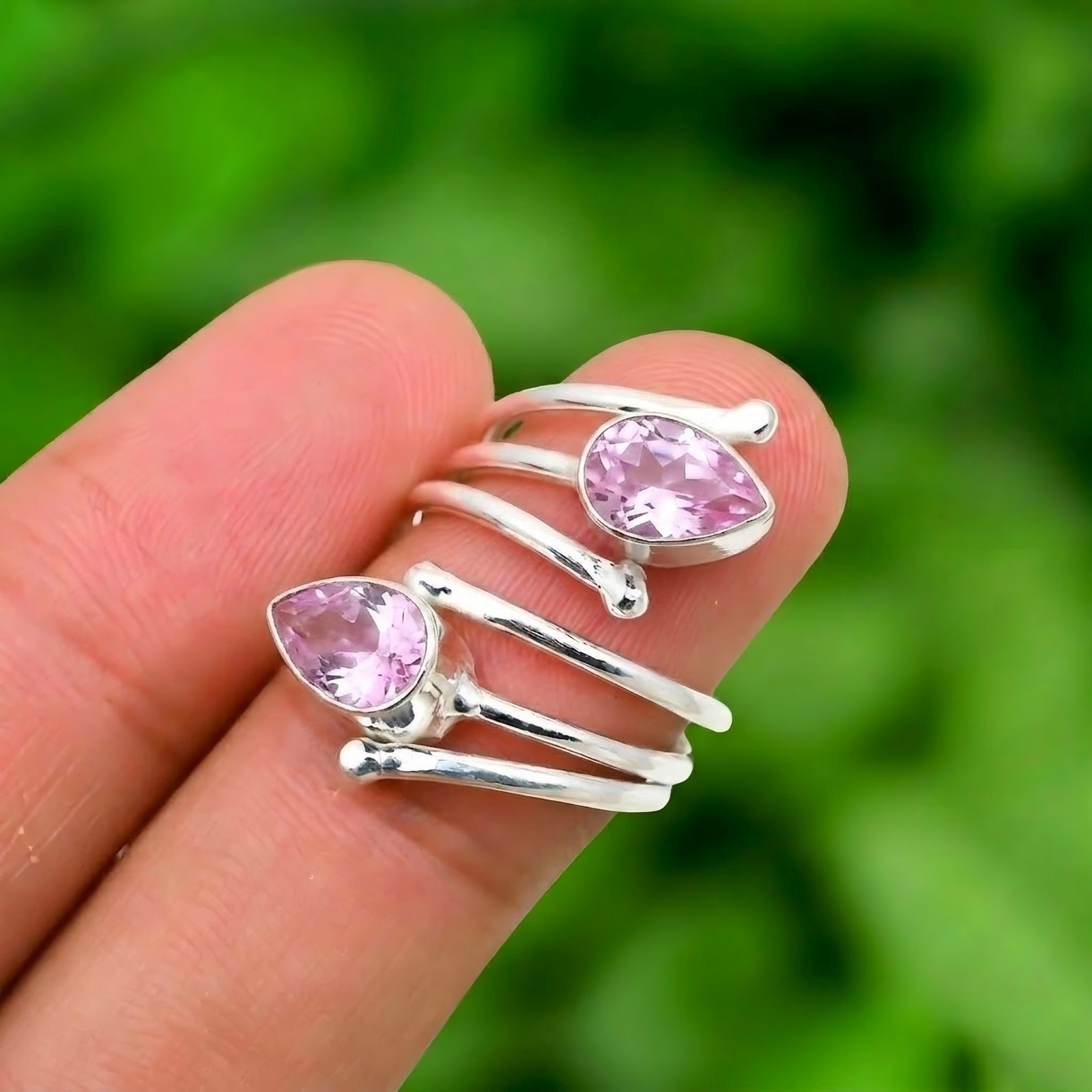 Pink Kunzite Ring 925 Sterling Silver Ring Handmade Gemstone Ring Women’s Ring