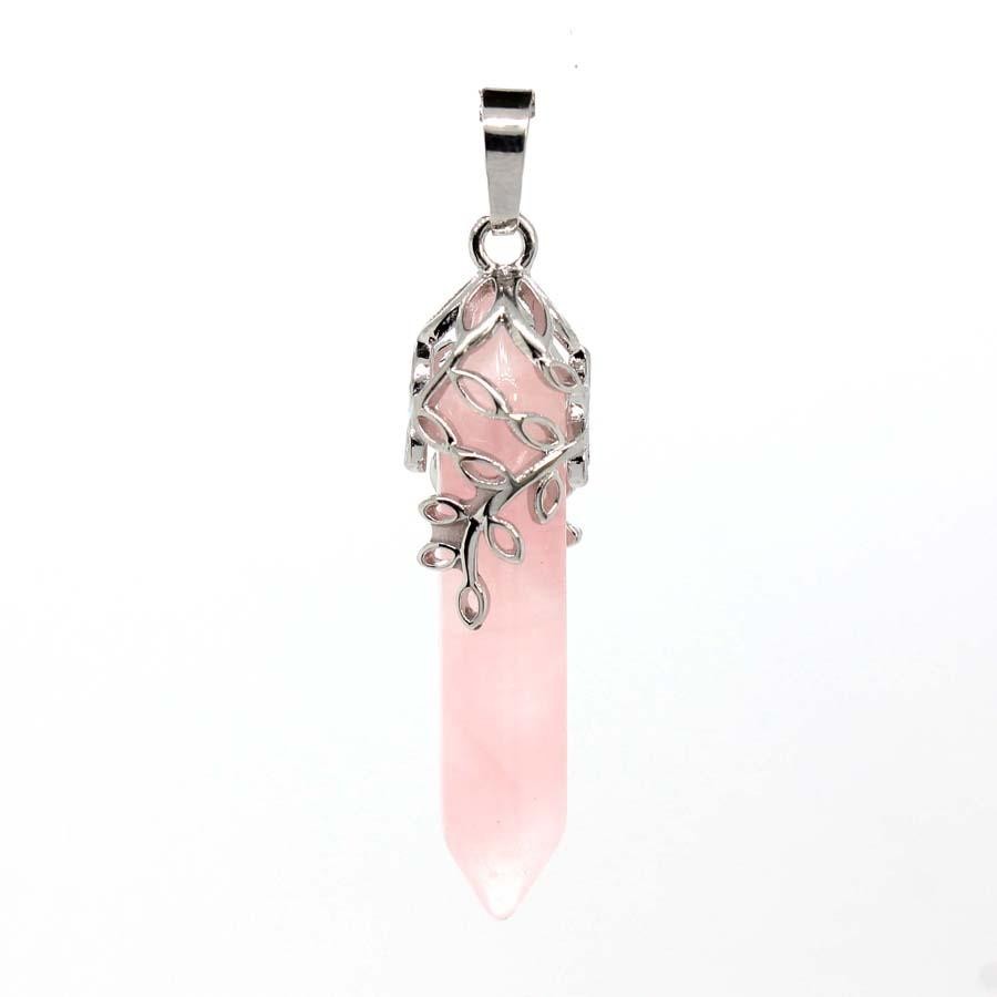 Crystal Hexagon Stone Pendant Amethyst Rose Quartz Jewelry Charm