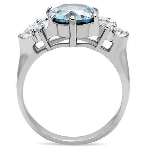 TK179 – High polished (no plating) Stainless Steel Ring with Synthetic Spinel