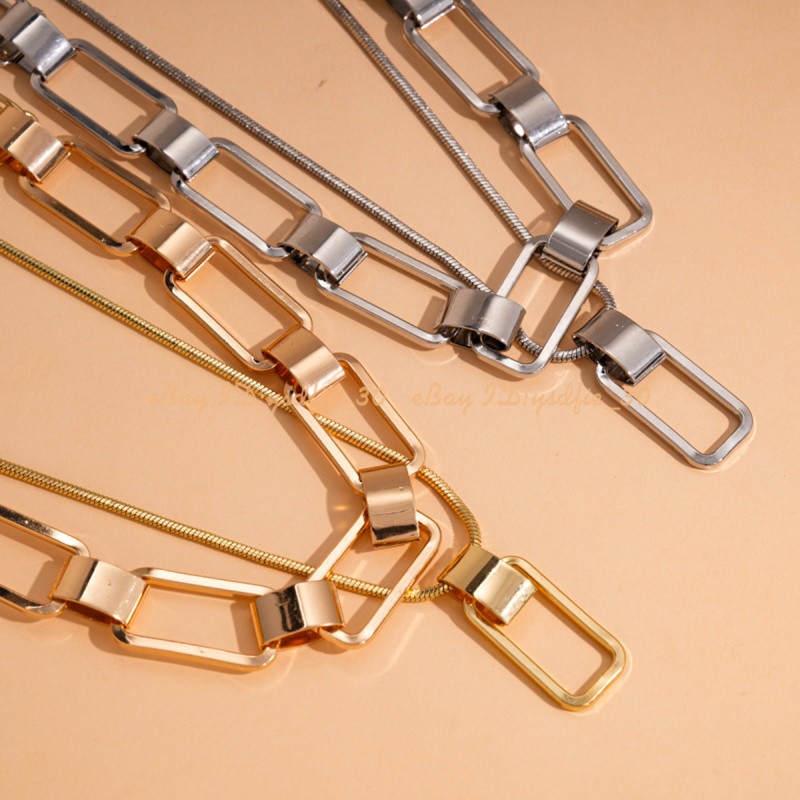 Women’s Fashion Metal Alloy Chain Gold Silver Tone Collar Pendant Necklace