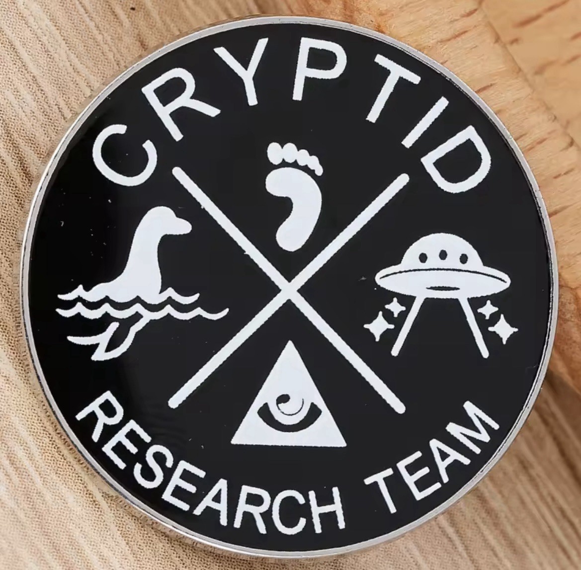 Cryptic Research Team Style 1pc Pin Rubber Backer Cryptid Team Pin FREE SHIPPING