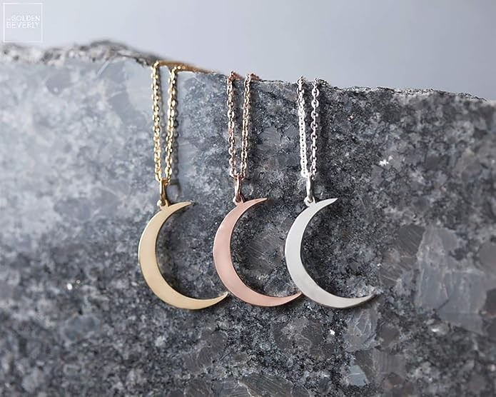 Crescent Moon Necklace Silver Plated Pendant Dainty Chain Jewelry Women Gift