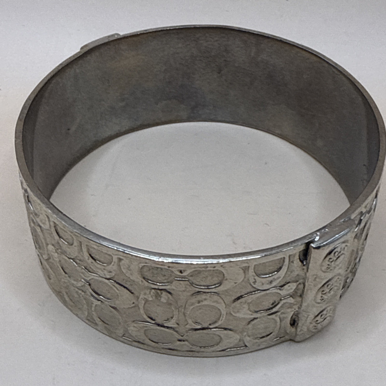 Silver Coach Signature Bangle Bracelet Pre-Owned Good Condition