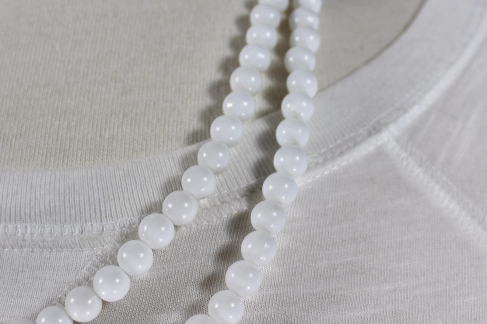 White super extra long bead 44″ necklace beaded wrap double look