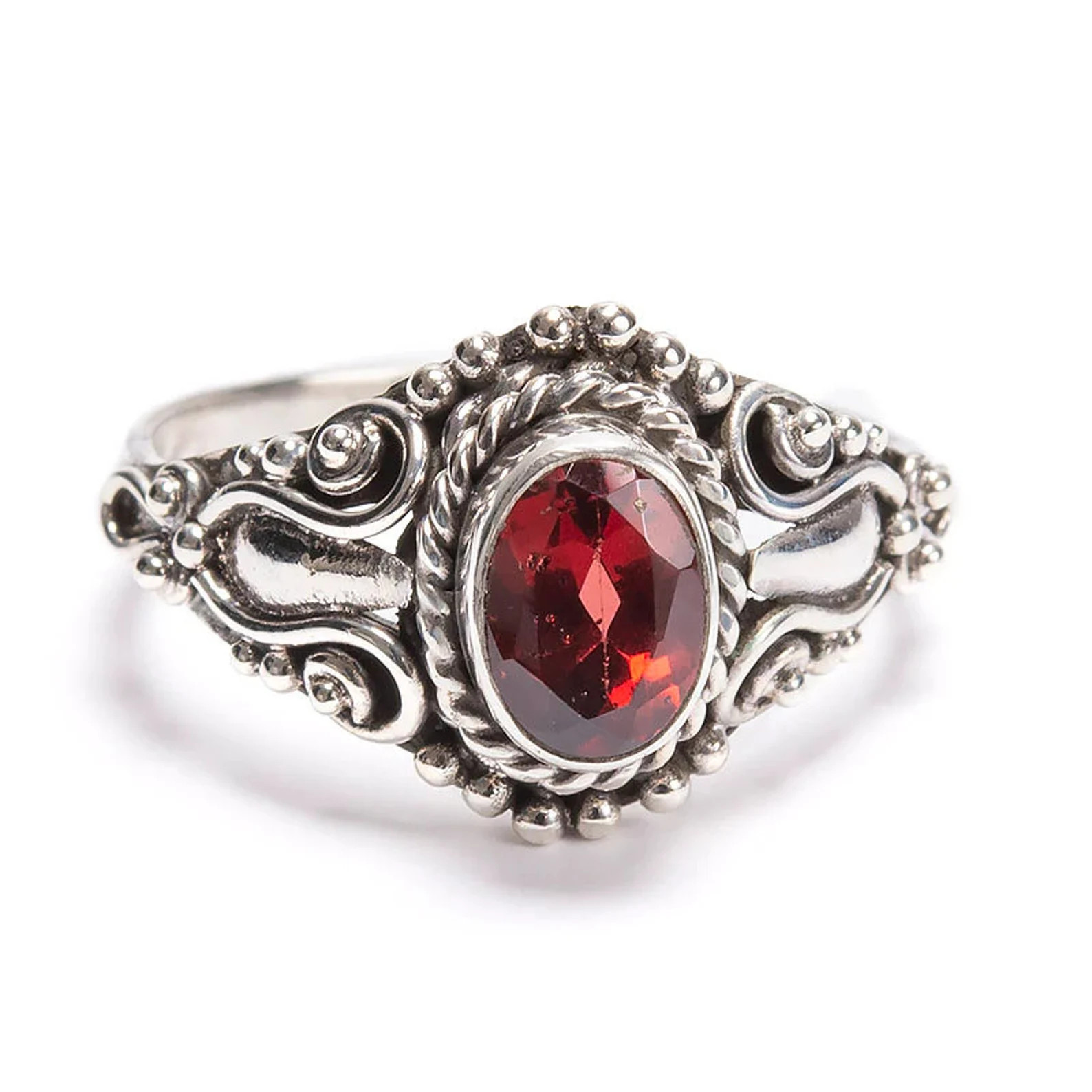 Garnet Gemstone 925 Sterling Silver Handmade Ring Boho Jewelry All Size N-77