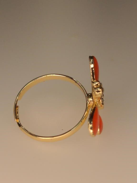 Yellow, Purple, Black, Orange, and Green Dragonfly Adjustable Fashion Rings