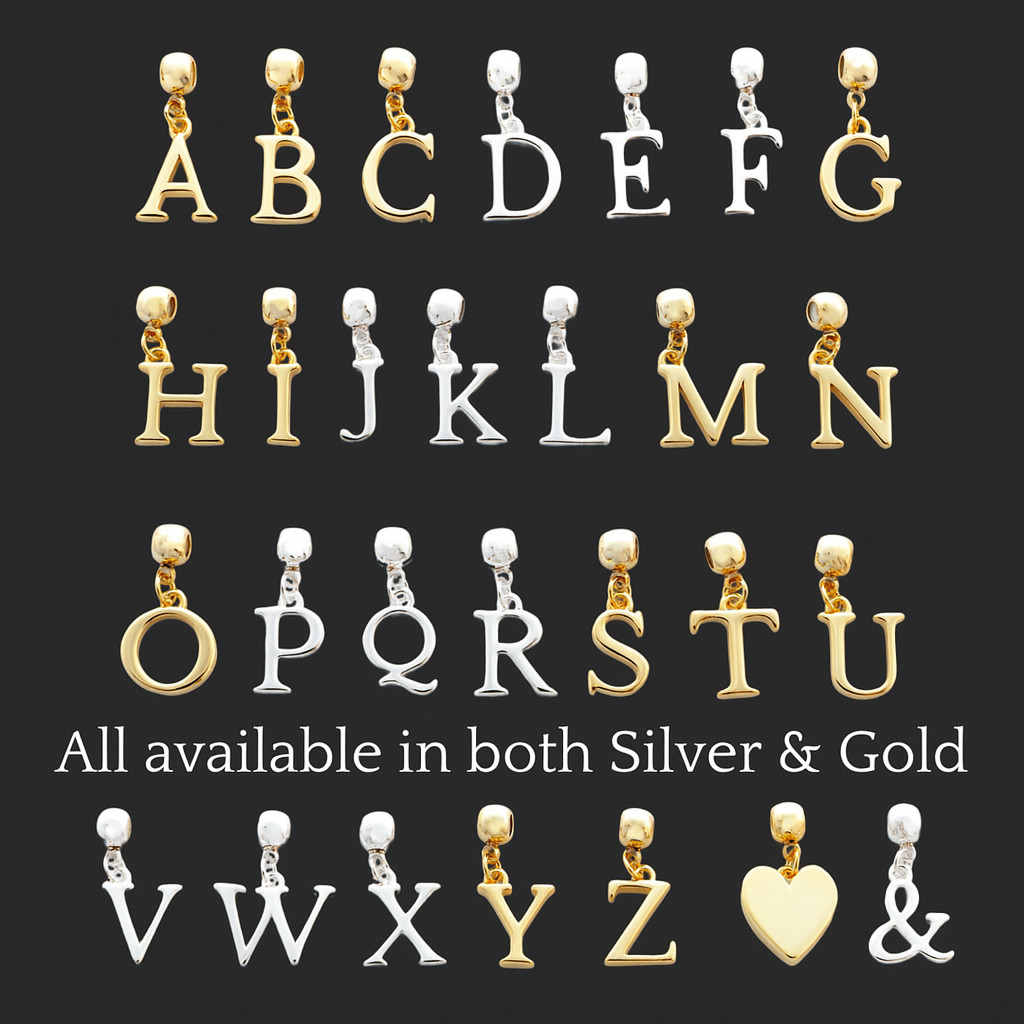 Birthstone & Initial Charms Necklace Personalized for You in Gold or Silver