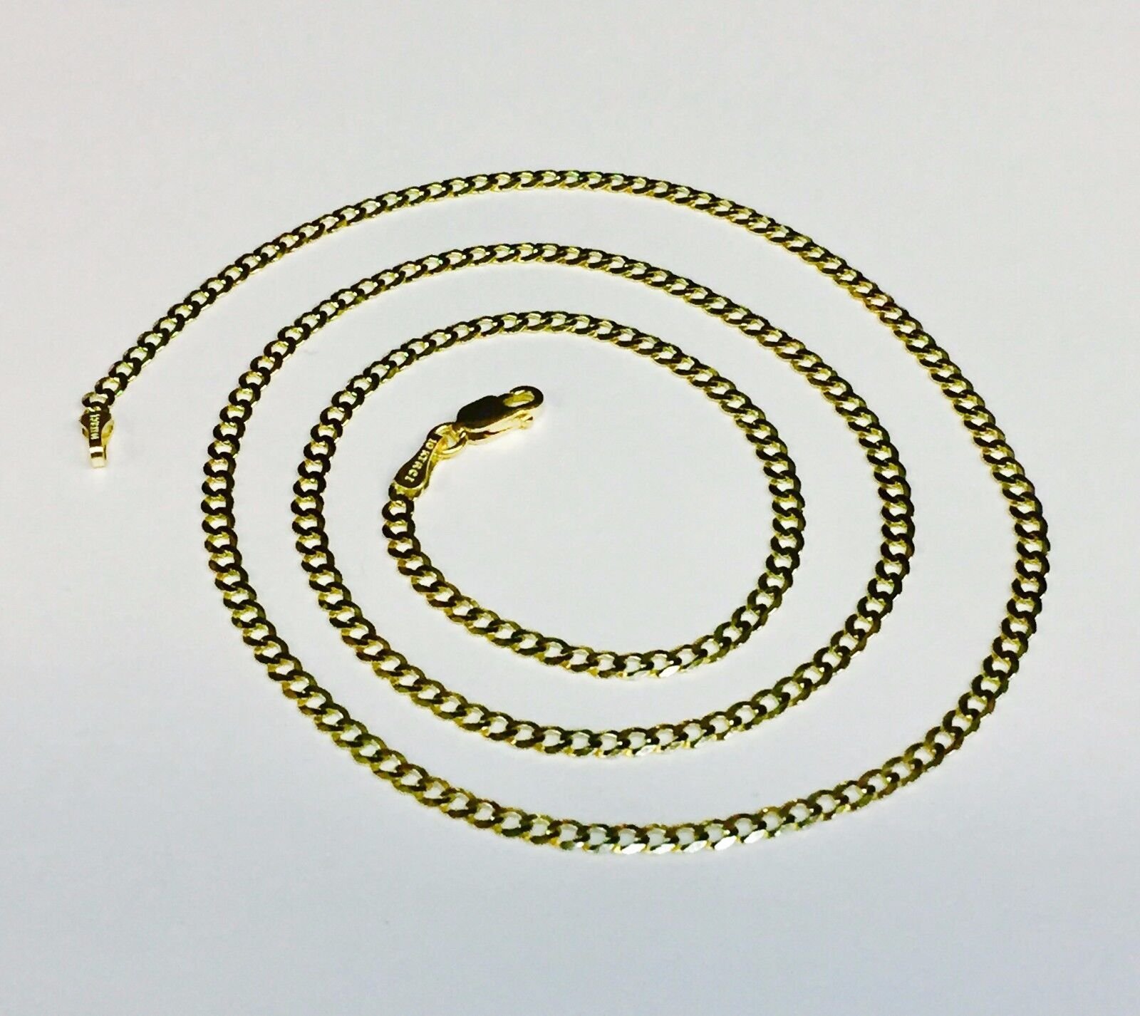 10k Solid Yellow Gold Concave Cuban Curb Link Chain Necklace 20″ 2.8mm 3.8 grms