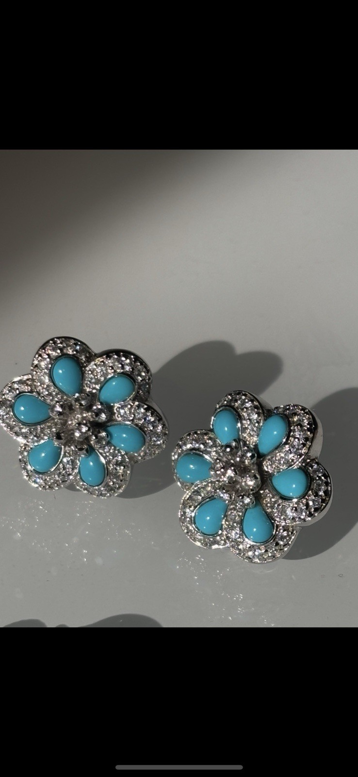 Sterling silver Turquoise CZ earrings French Clasp