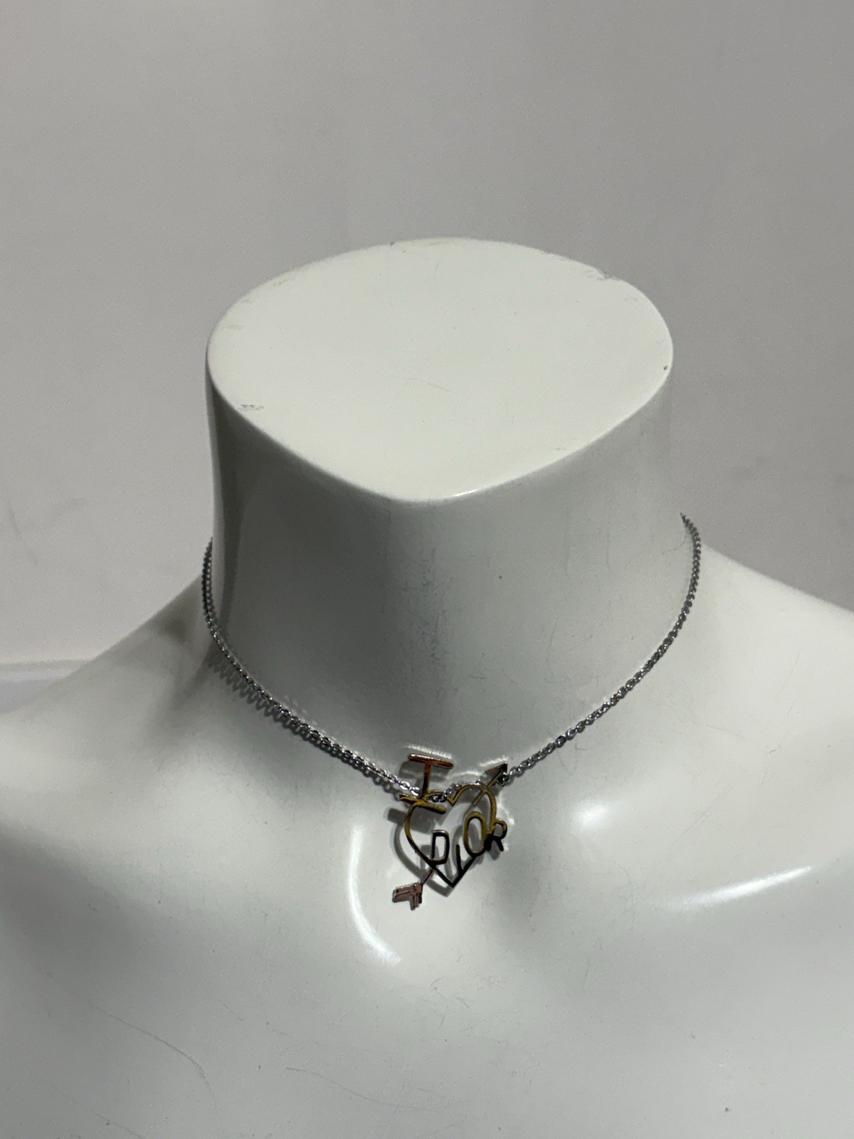 Vtg Christian Dior By John Galliano Silver Heart Necklace