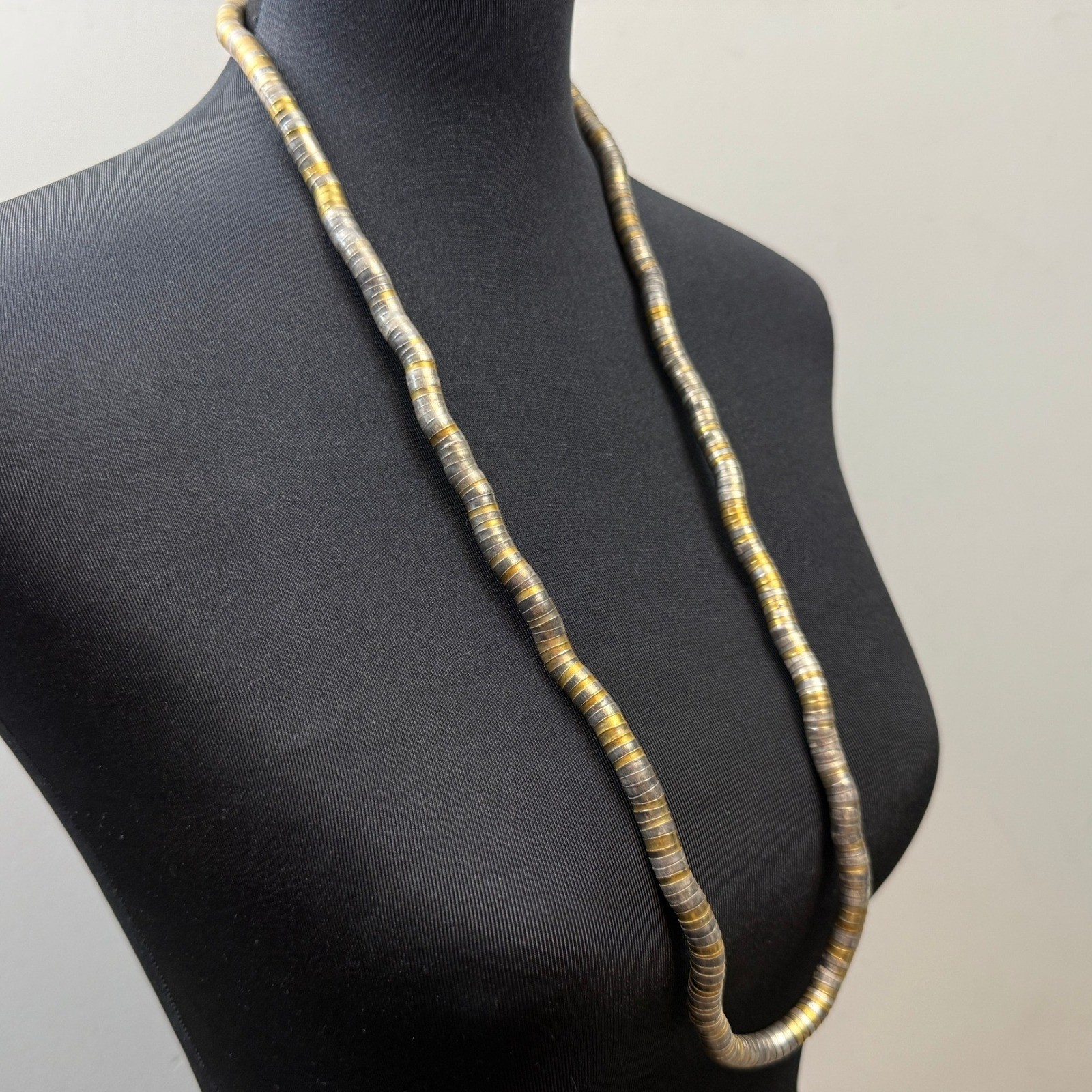 Posable Snake Coil Two Tone Necklace Bendable Versatile Gold Silver Tone Jewelry