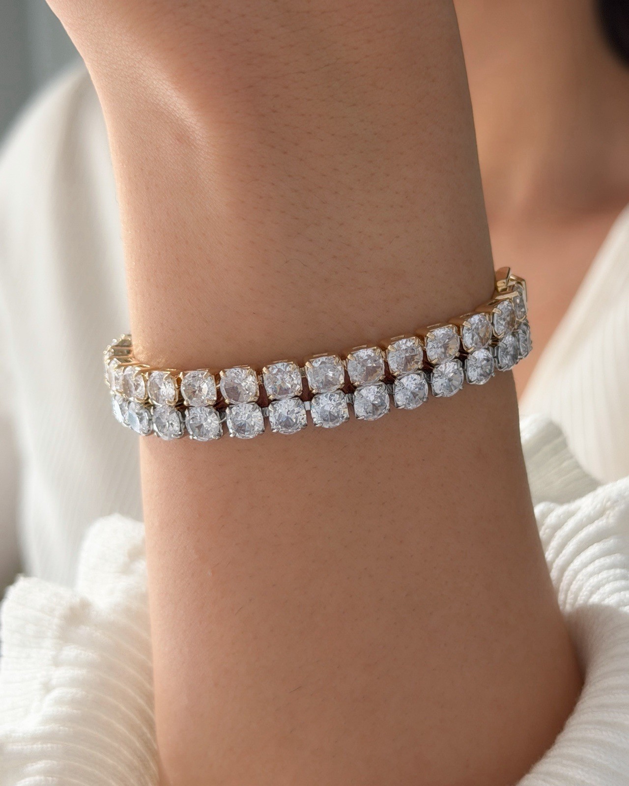Bold Sparkle Link Tennis Bracelet, Gold-Plated Everyday Fashion Jewelry
