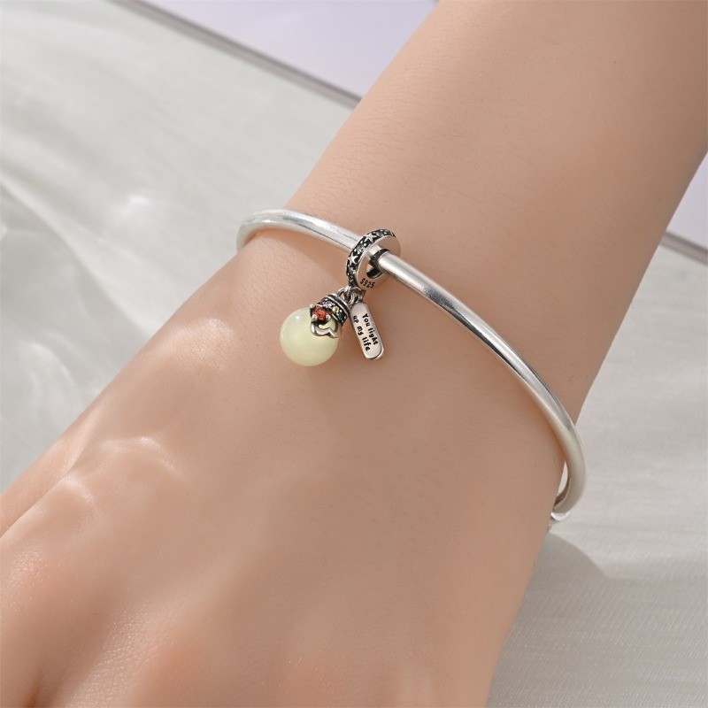 KUNSIR 925 Silver Charm For Bracelet Angel & Starry Moon Night Dangle Pendant