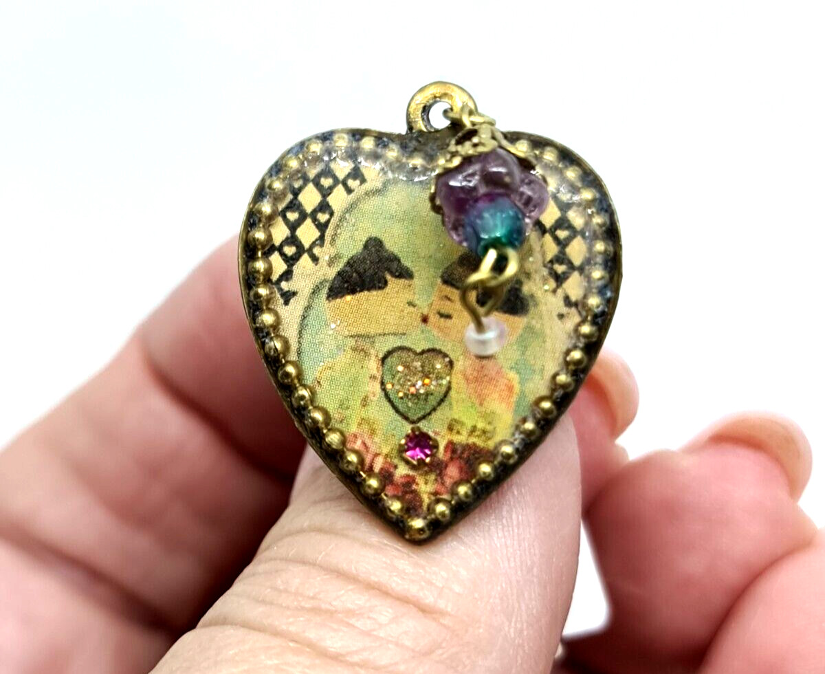 Michal Negrin Ring Colored Crystals Heart-Shaped Adjustable Ring #423#