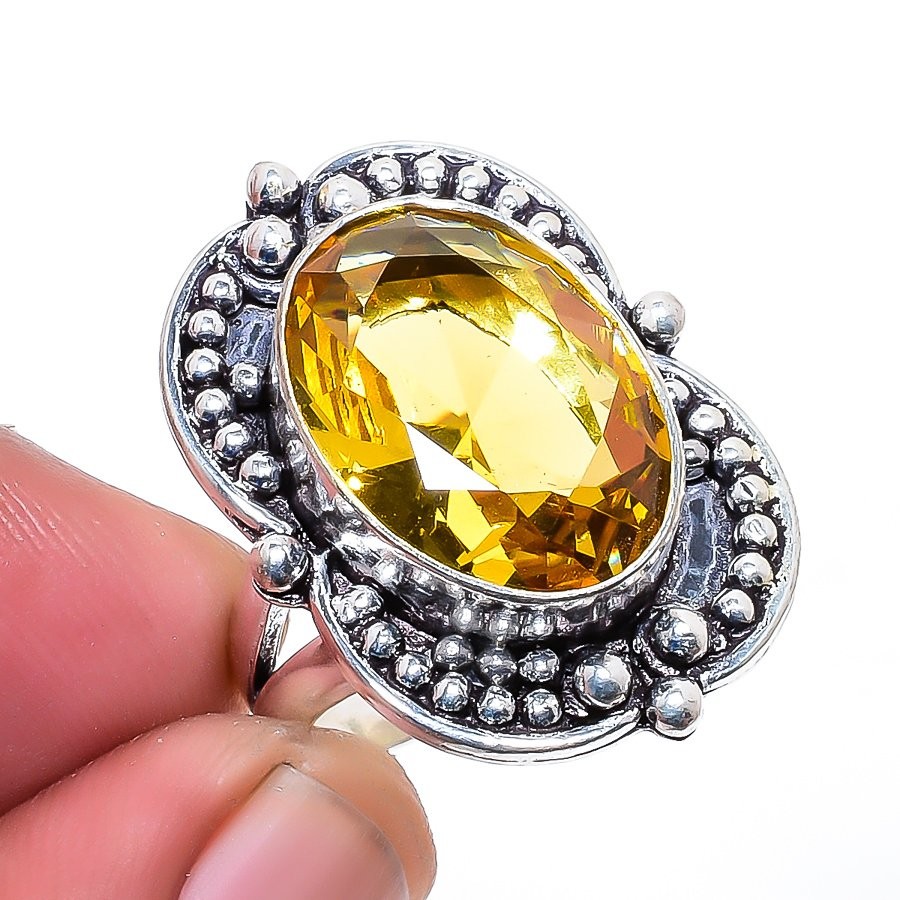 Aaa+++ Citrine Gemstone 925 Silver Plated Jewelry Ring s.7 F2584