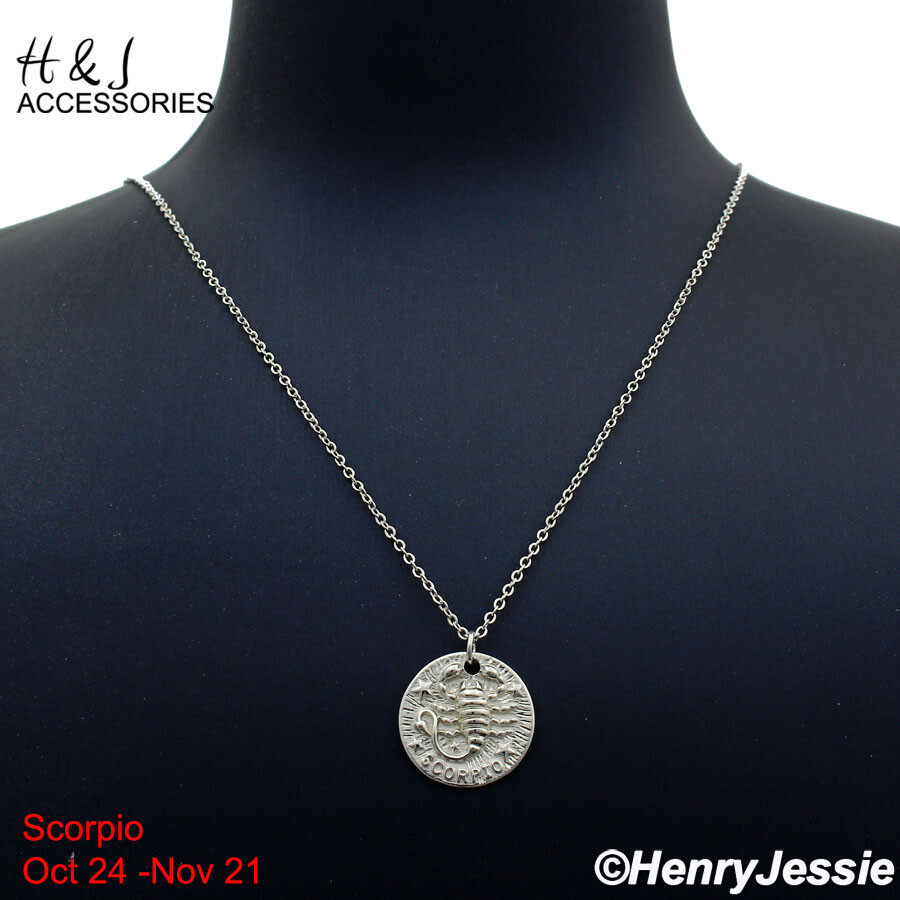 16″+2″WOMEN 925 STERLING SILVER “SCORPIO” ZODIAC HORSCOPE PENDANT NECKLACE*AWN12