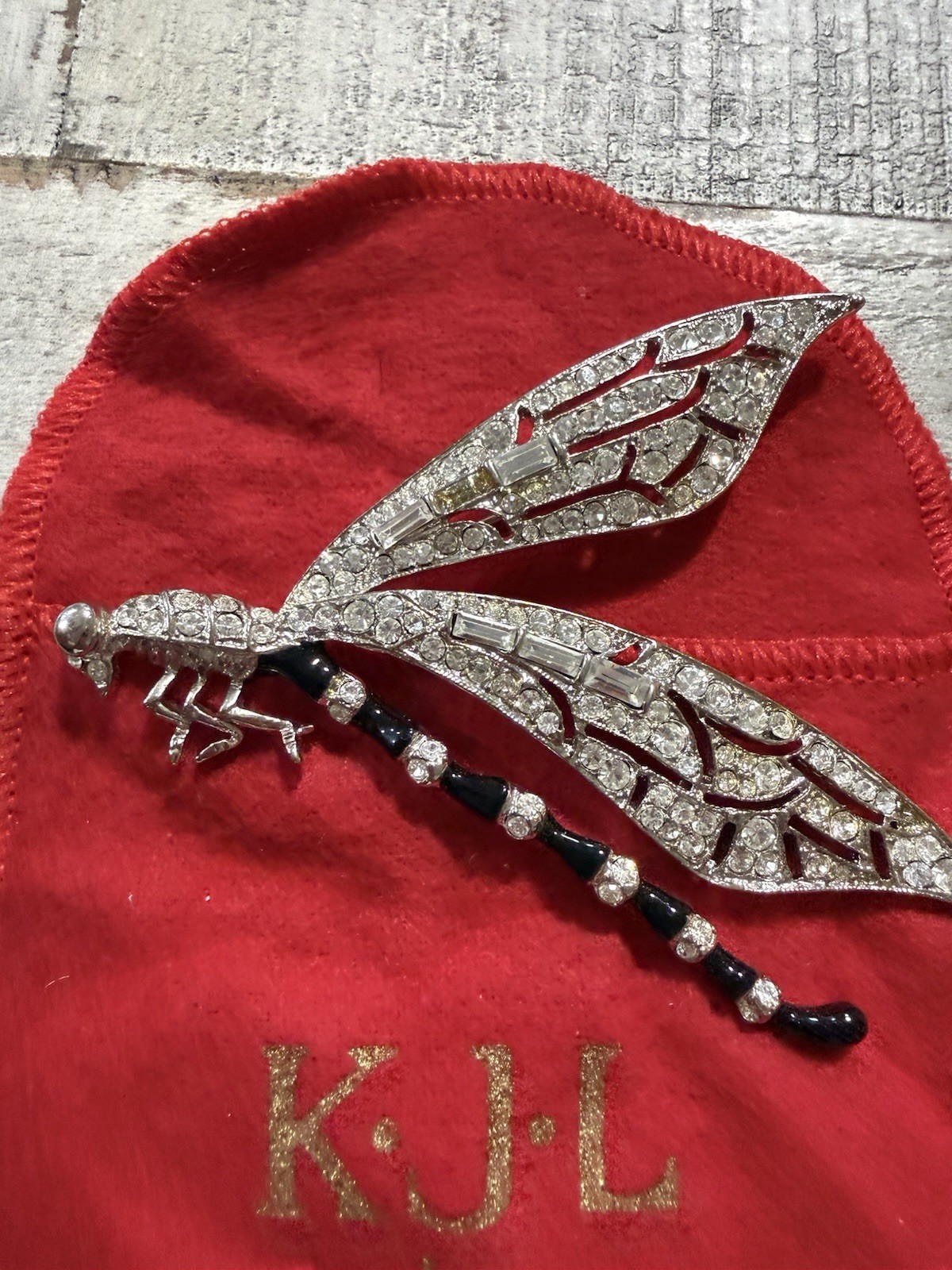 Vintage Kenneth Jay Lane Finely Detailed Large Statement Dragonfly Brooch #4333