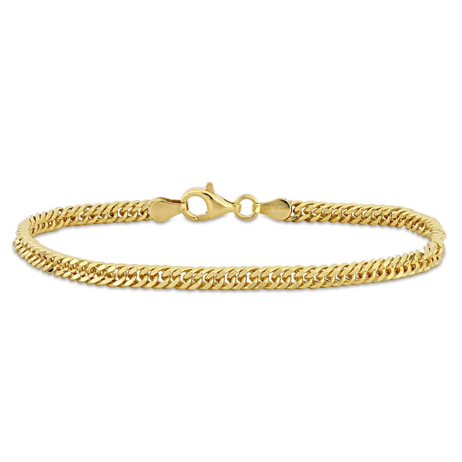 Amour Double Curb Link Chain Bracelet Yellow Plated Sterling Silver
