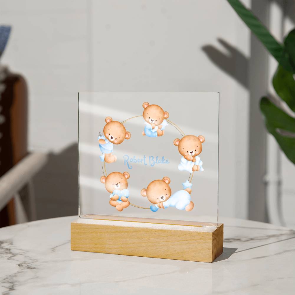 Custom night light for baby boy nursery, baby shower gift